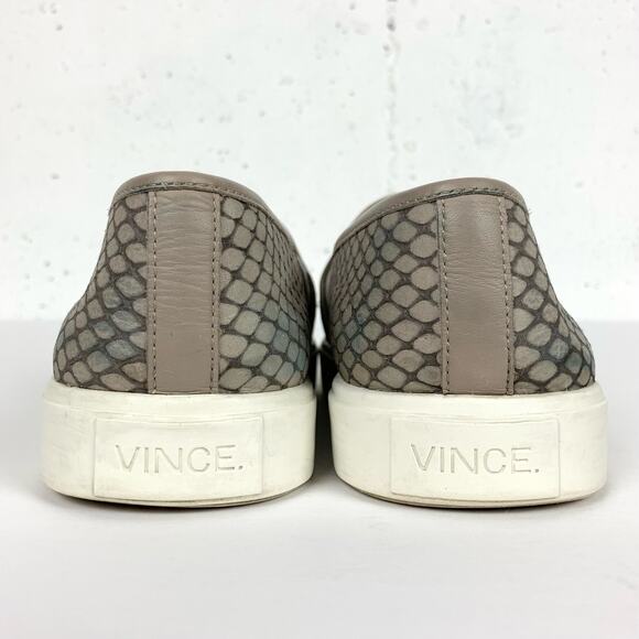 Vince Blair Snake Embossed Leather Sneakers Dual Elastic Gore Slip On Size 7 - Picture 4 of 11